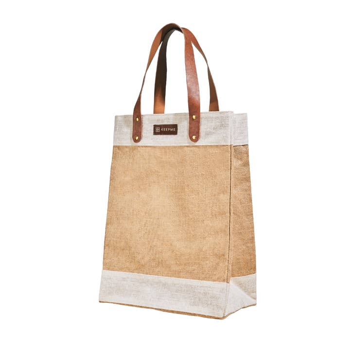 Out of the Woods® by KeepCool Bags - Wholesale Tote Bag - Women's - Jute Tall Tote, Reusable Bag, Cream White - SMALL CASE PACKS5
