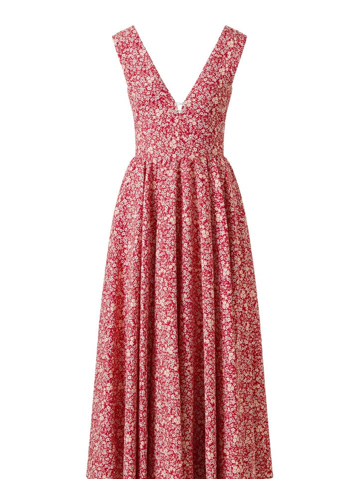 Abito a Fiori Piccoli Rosso-Giallo Harlow - Cotone Premium per la vendita all'ingrosso da parte di WHAT IF