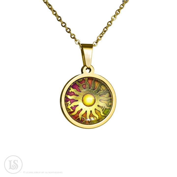 Liz Sabol Jewelry Art – wholesale Hänge-/berlockhalsband – Himmelsk centrerad sol, 19mm, hänge1