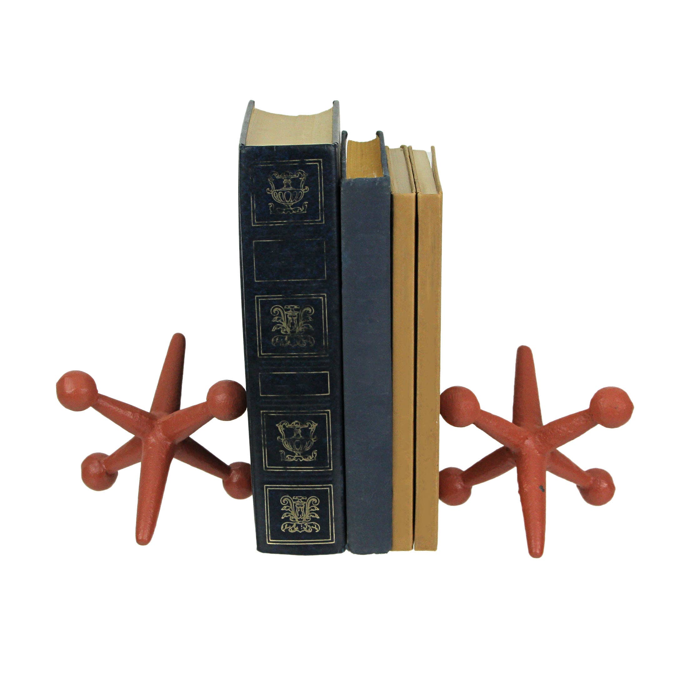 Zeckos – wholesale Bookend – Set of 2 Orange Painted Cast Iron Jack Bookends Sculpture1