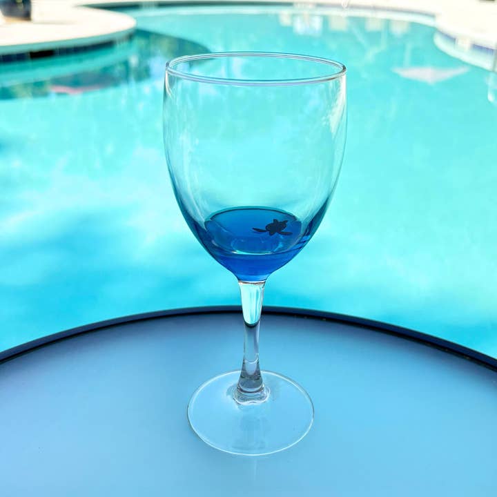 Beach, Cats & Wine - Wholesale Wine Glass - Sea Turtle Resin Ocean Inspired Glassware (Multiple Sizes)