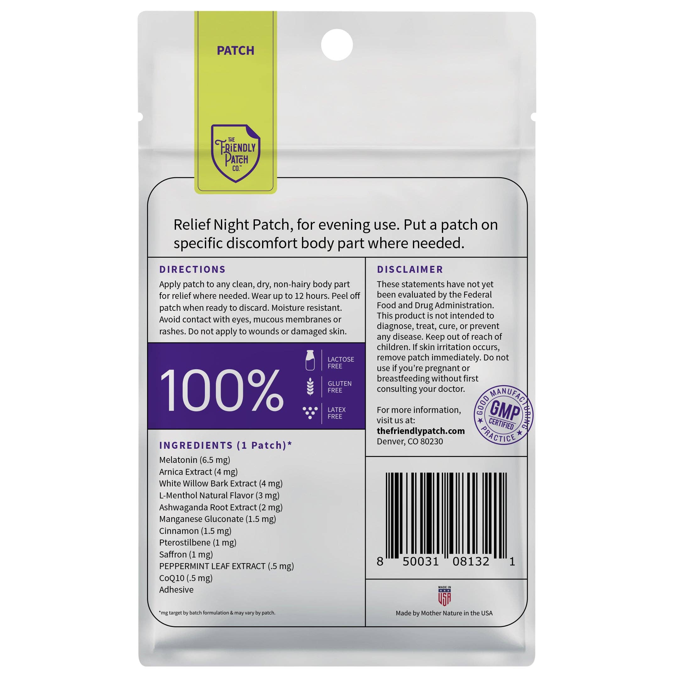 Friendly Patch CO - Wholesale Pain Relief Spray/Cream - Relief Night Pain Patch - Arnica, Melatonin, menthol 8 pack2