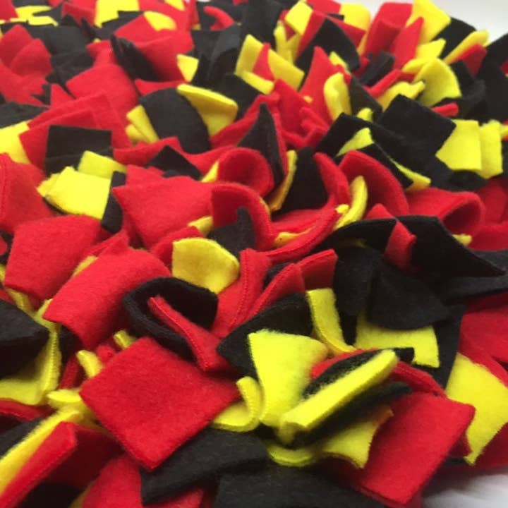 Red, Black & Yellow Washable Snuffle Mat/ Pet Nose Work Foraging Pick Your Size for wholesale by Life’s A Treasure Mat