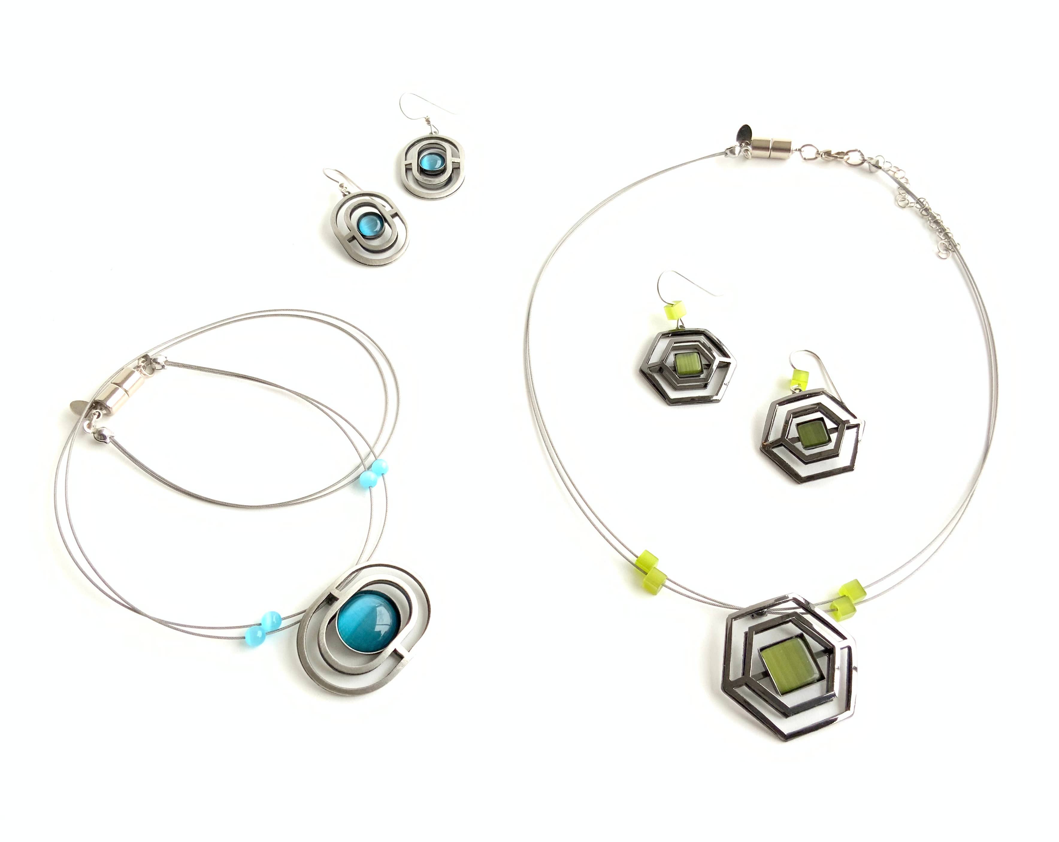 Christophe Poly / Crono Design - Vente Parures de bijoux - ENSEMBLES Préemballés (DFY1) - 6xColliers17'' & Ensembles d'Oreilles & Présentoirs Gratuits40