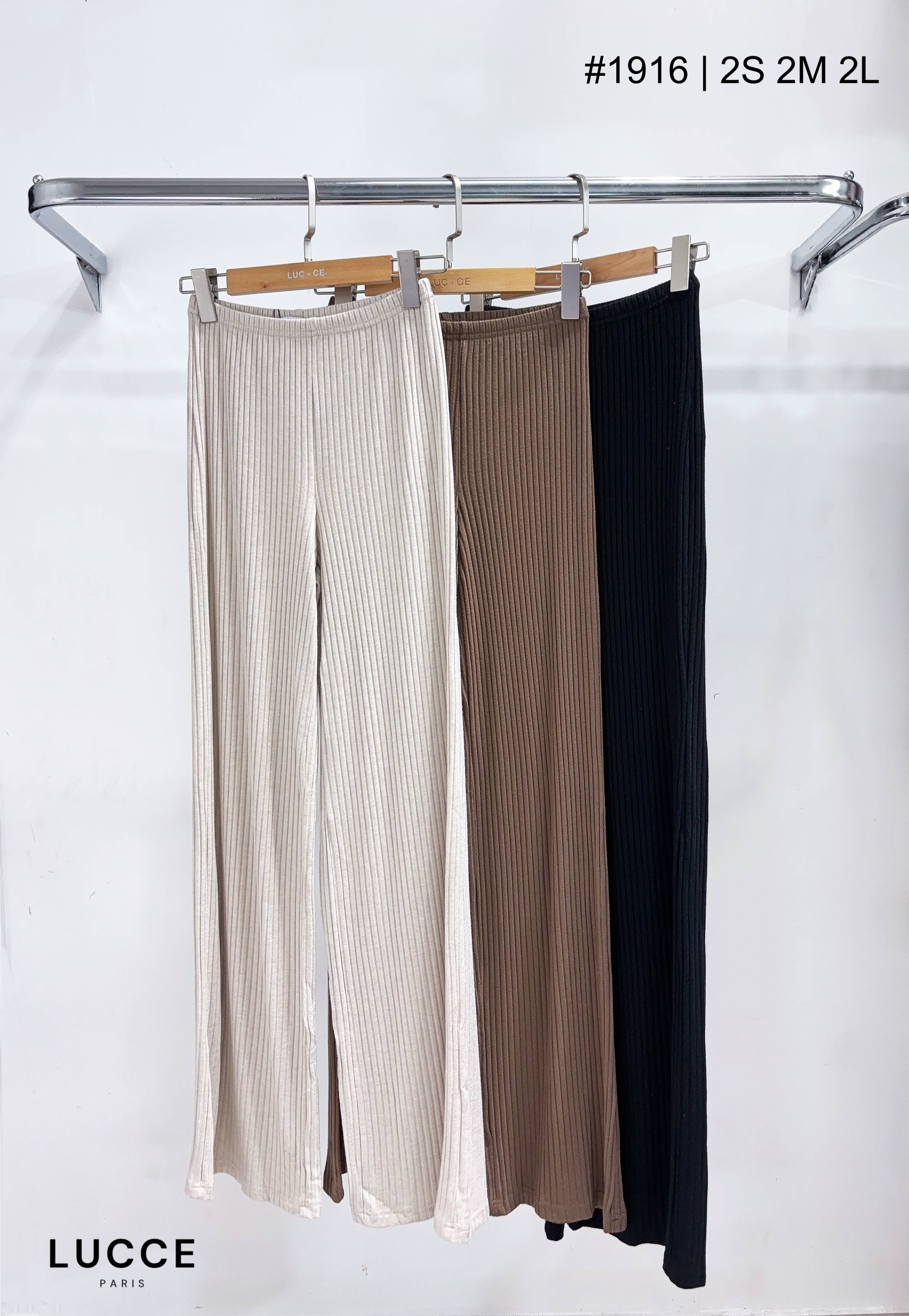 LUCCE - Wholesale Pants - Women's - Ribbed pants, flared cut - PA19162