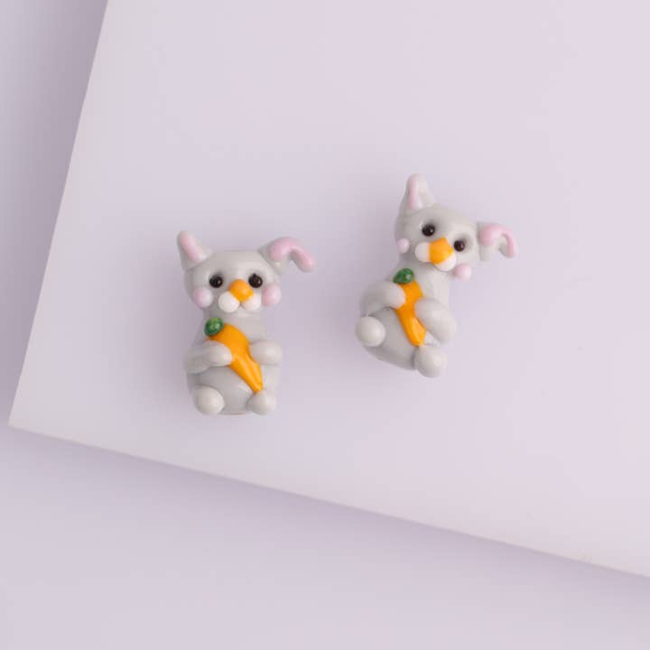 Adamodart - Wholesale Individual Charm/Pendant - Glass Rabbit carrot Bead, spacer bunny charm, DIY jewelry