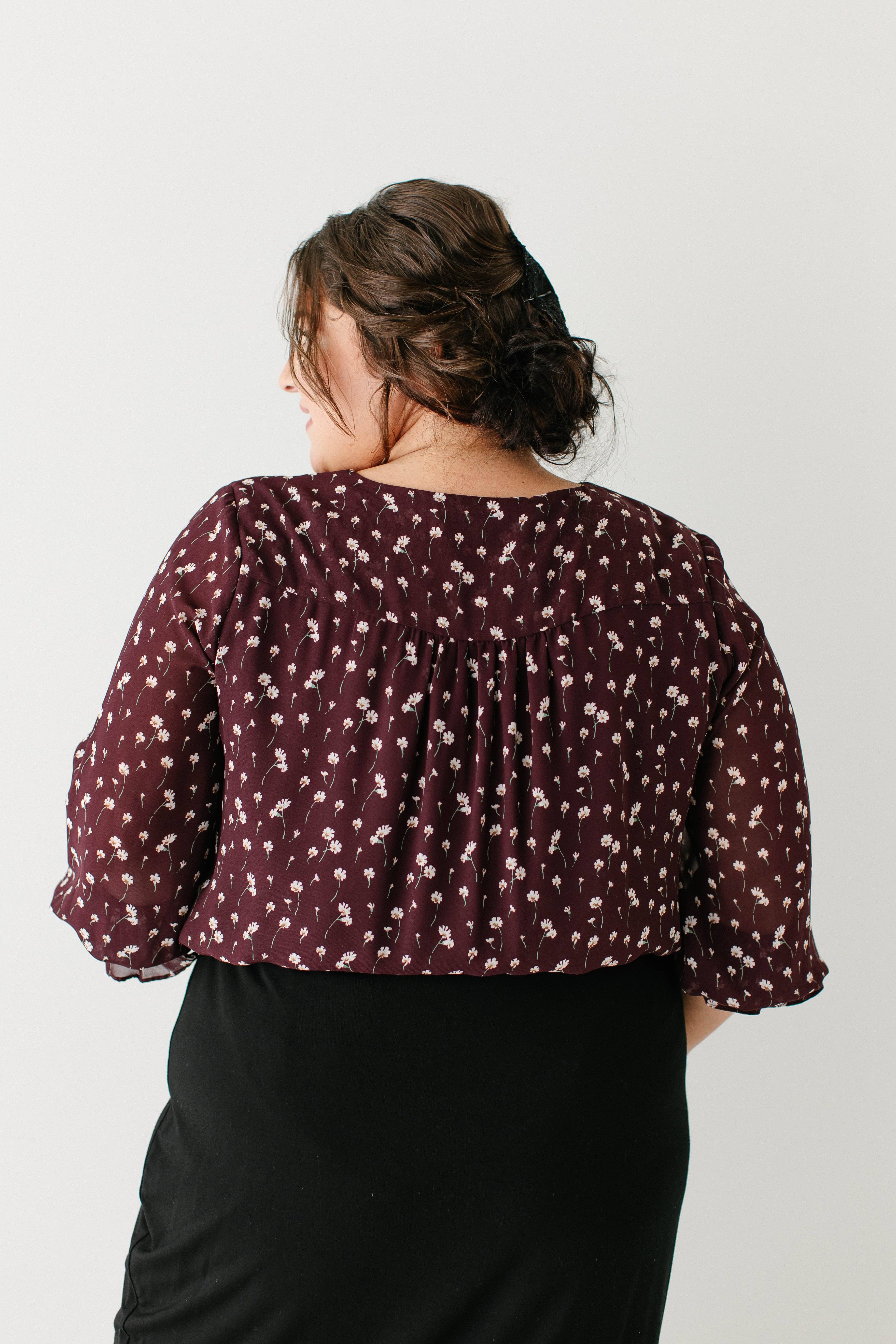 Vino Blusa floreale a maniche 3/4 'Clarissa' in vendita all'ingrosso su Faire9