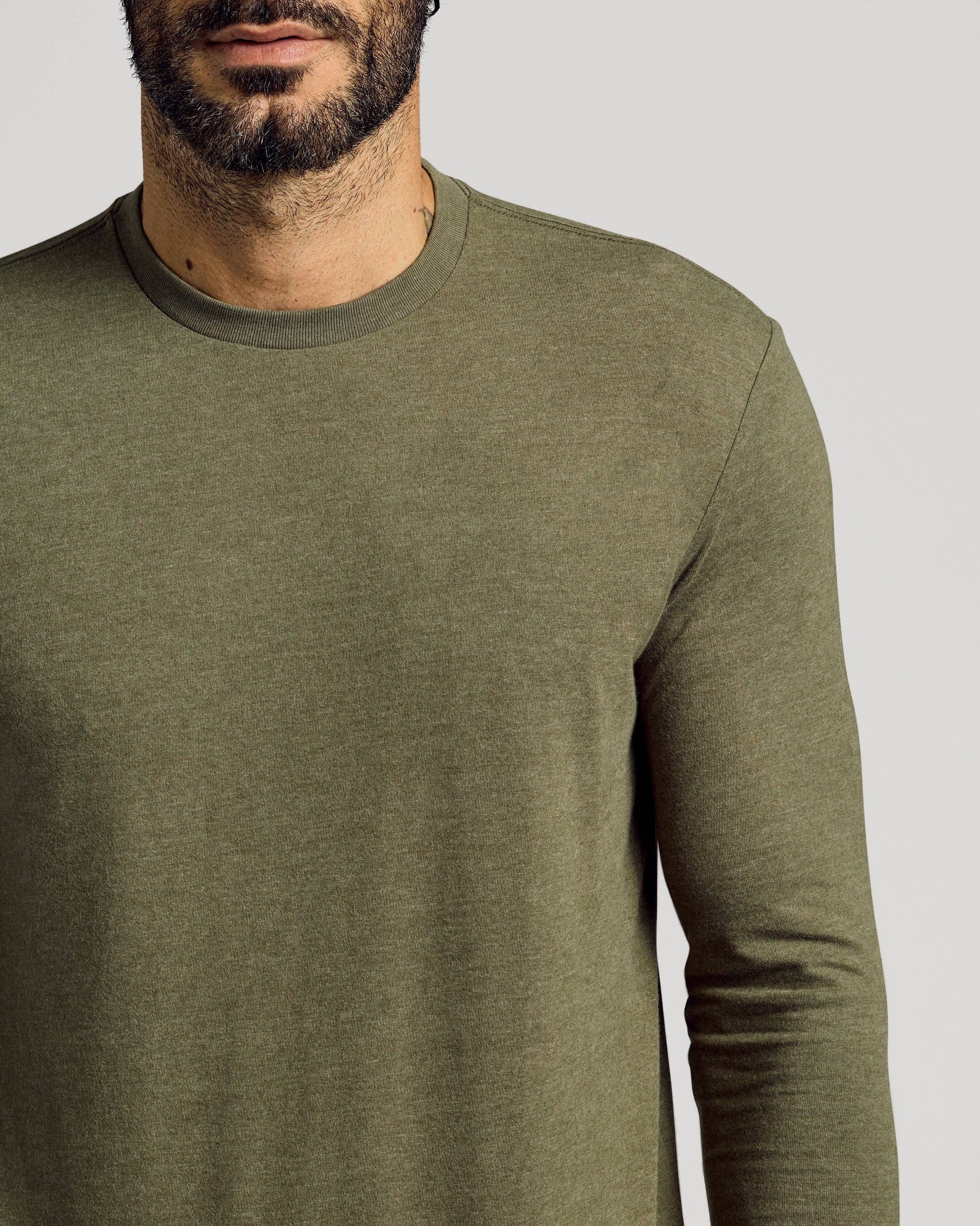 True Classic - Wholesale T-Shirt - Men's - Heather Military Green Tall Long Sleeve T-Shirt3