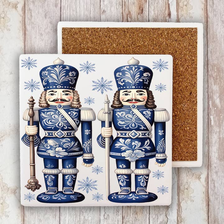 Christmas Nötknäckare Blå & Vit Stenunderlägg för wholesale av Avery Lane Gifts