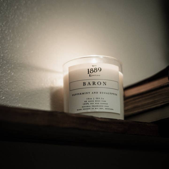 1889 Wax Lighting - Wholesale Jar/Filled Candle - 10oz Baron Candle - No Box