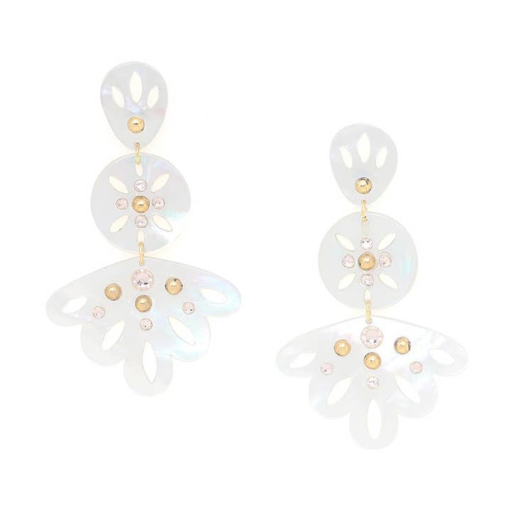 ANGELIQUE øreringe med perlemor vifte tryklås for engroshandel hos Franck Herval