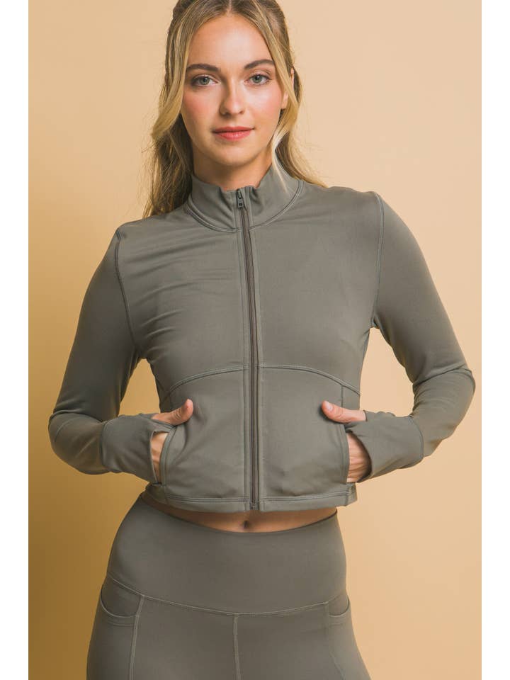 42POPS - Wholesale Jacket - Women's - 1002 Active Mock Neck Full Zip Thumb Hole Jacket w/ Pockets SI-277