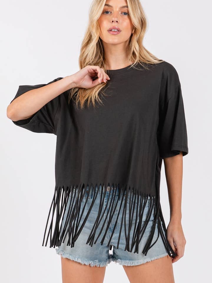 S/S FRINGE TEE for wholesale by Foryeri