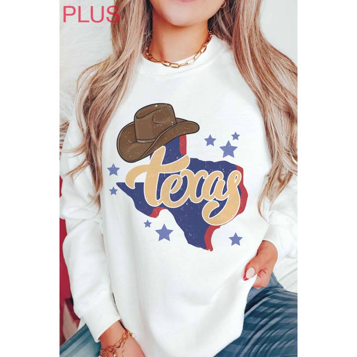 TEXAS COWBOY Plus Size Sweatshirt for engroshandel hos A. BLUSH CO