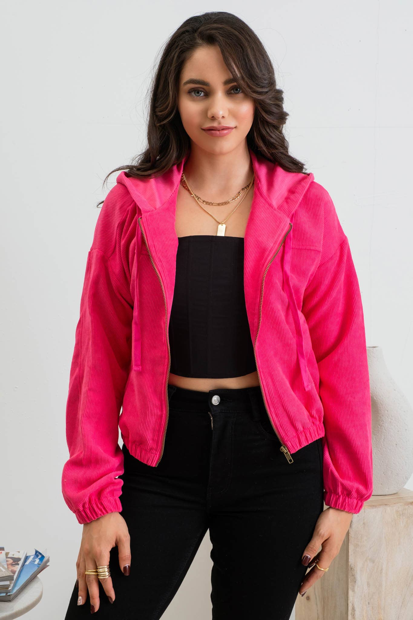 Blu Pepper – Blusão - Mulher por atacado – CASACO DE VELUDO COM ZÍPER57