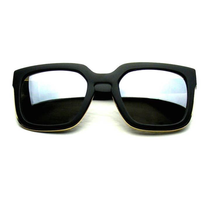 Emblem Eyewear - Wholesale Sunglasses - Unisex - Horned Rim Block Hipster Flash Mirror Thick Keyhole