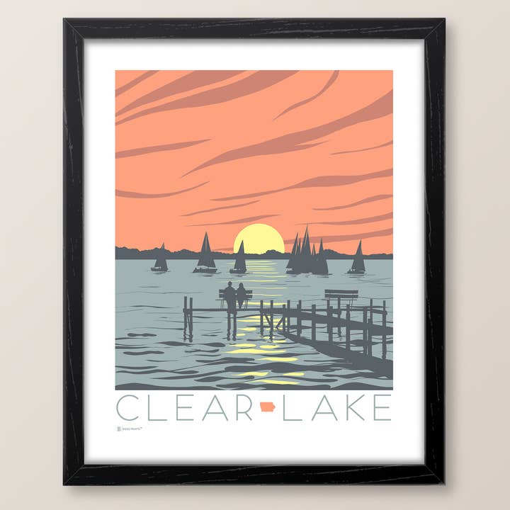 Impression de coucher de soleil à Clear Lake, Iowa pour la vente par Bozz Prints