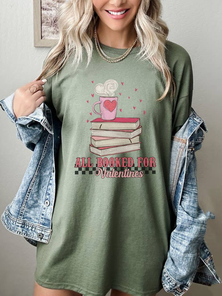 Retro All Booked for Valentines T-Shirt, Book Lover Shirt for wholesale by SONDO DESIGN LTD