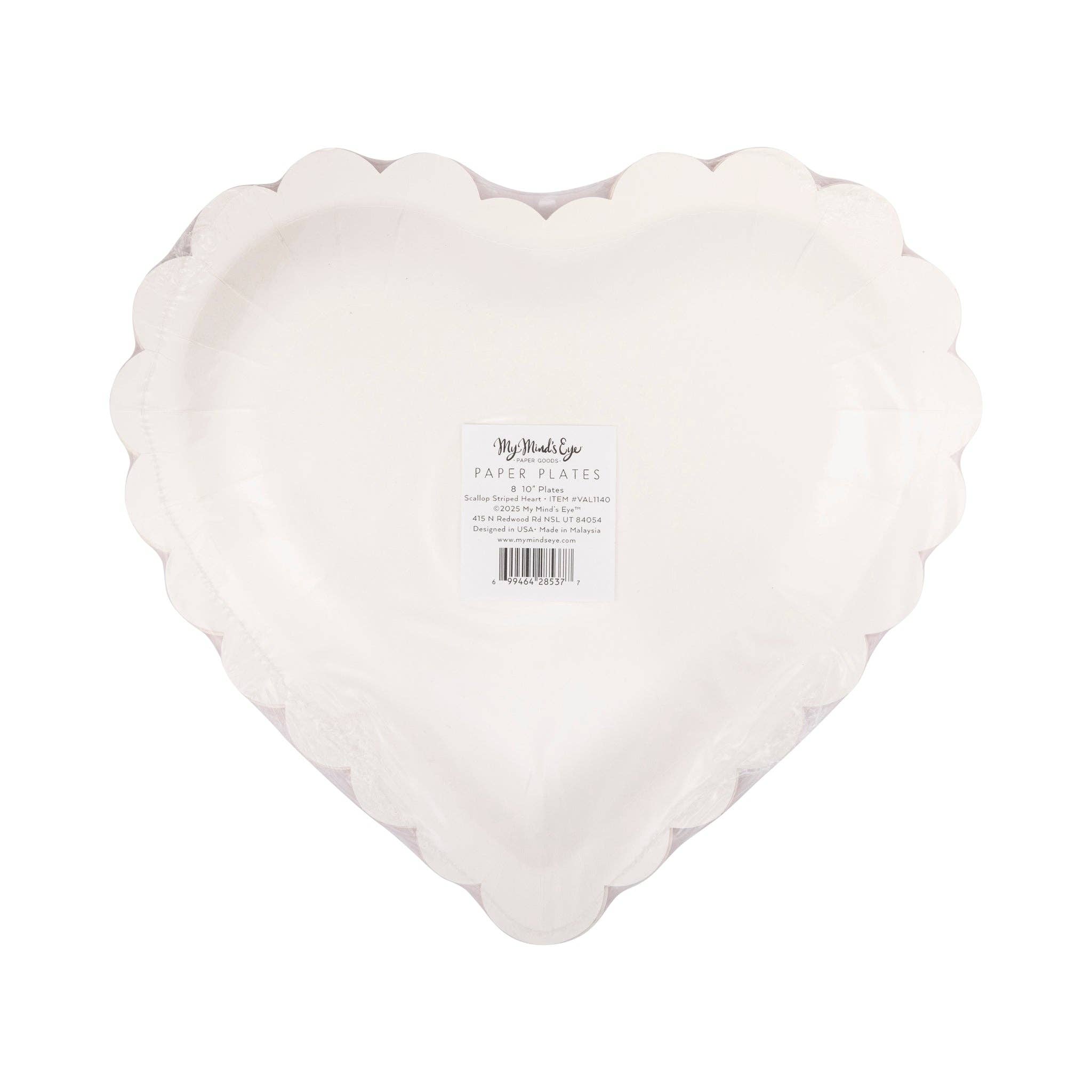 My Mind’s Eye - Wholesale Disposable Plate - VAL1140 - Scalloped Striped Heart Plate5