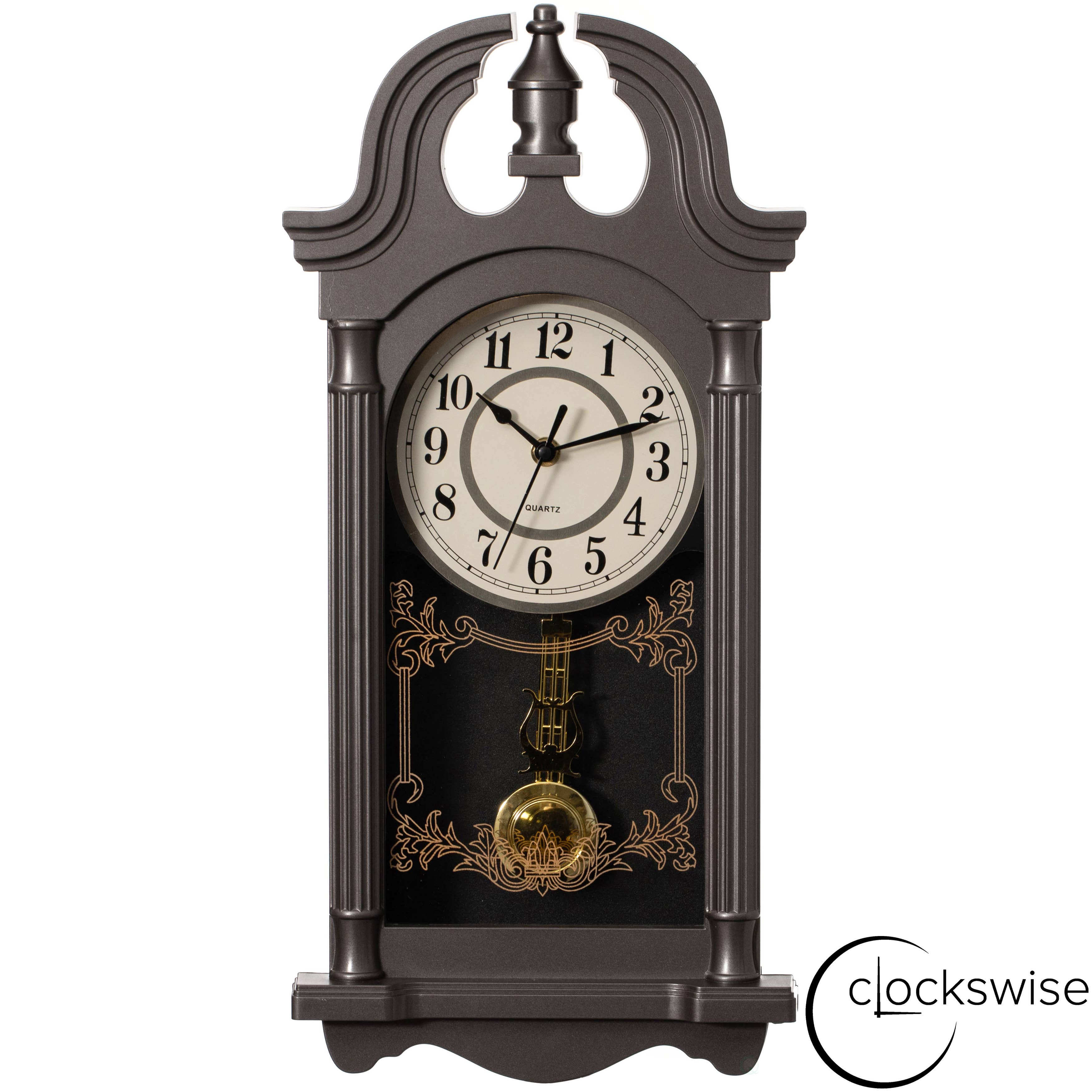 Quickway Imports - Wholesale Wall Clock - Vintage Grandfather Wood Looking Plastic Pendulum Wall Clock27