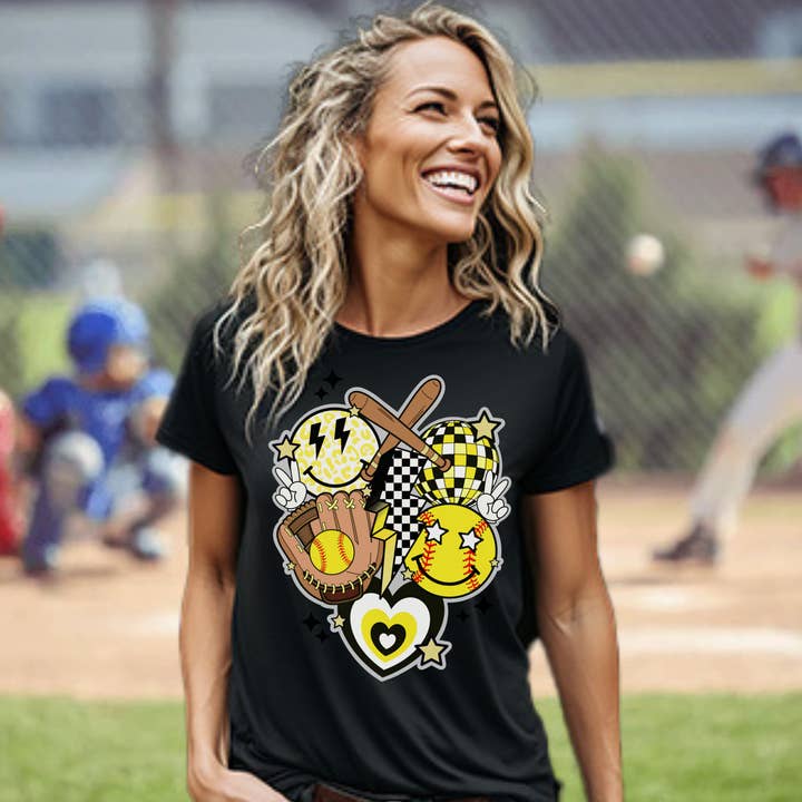 Retro Softball DTF o trasferimento a sublimazione per la vendita all'ingrosso da parte di Sweet and Sassy Tees