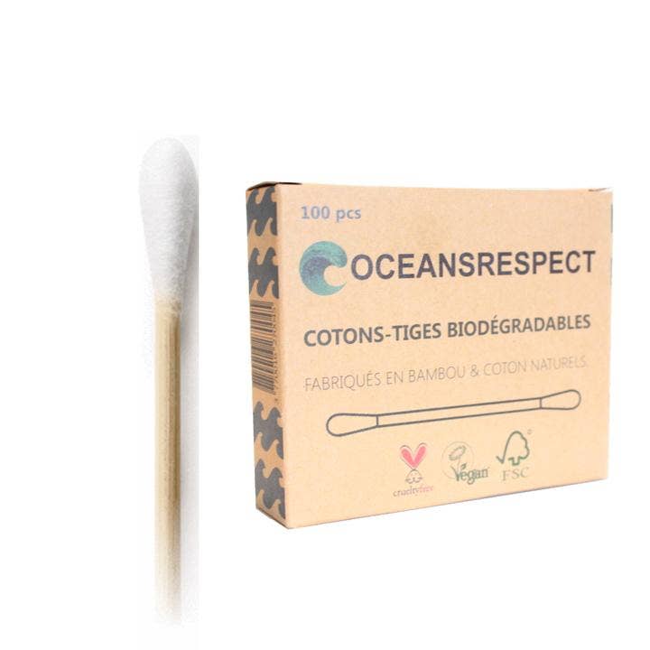 Oceansrespect 🌊🌍🌱 - Venta al por mayor Bastoncillos de algodón - Hisopos de algodón y bambú blanco - 100 unidades5