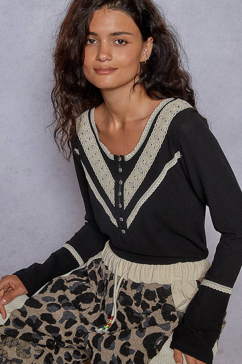 Pol Clothing - Wholesale Knit Top - Women's - Long sleeve double gauze solid knit rib top12