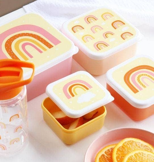 A Little Lovely Company - Vente Sac/boîte repas – enfant - Ensemble boîtes à déjeuner et snack : arcs-en-ciel3