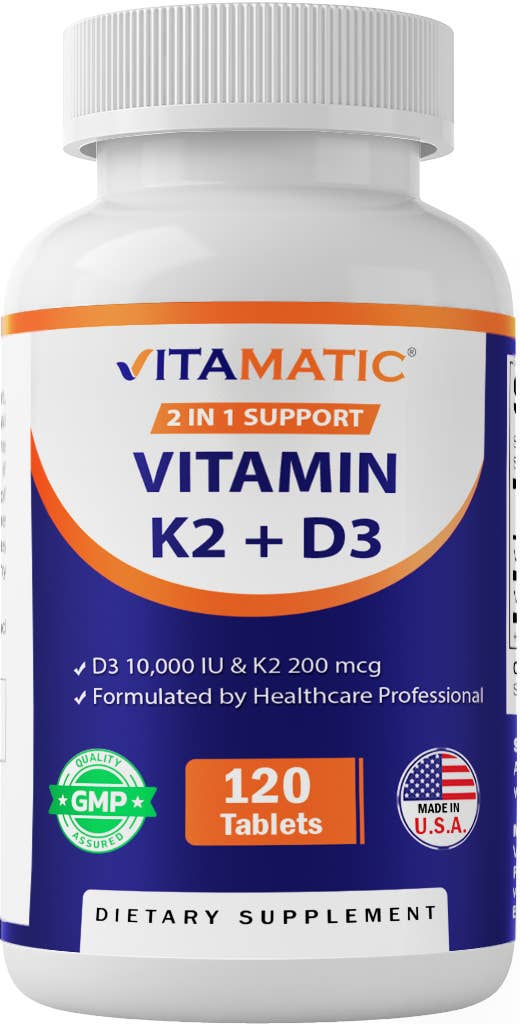 Vitamatic - Wholesale Oral Supplement/Vitamin - Vitamin D3 K2 Supplements 200mcg-120 Tablets