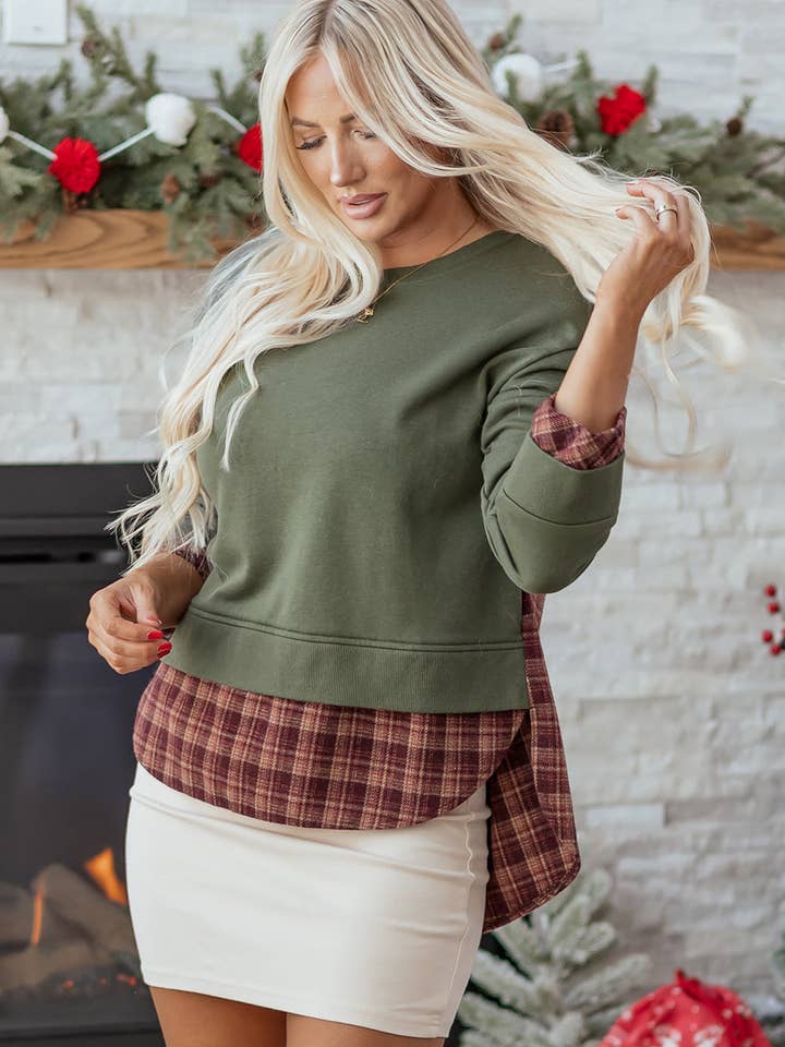 Green Rosa Patchwork Drop Shoulder Sweatshirt for wholesale on Faire3