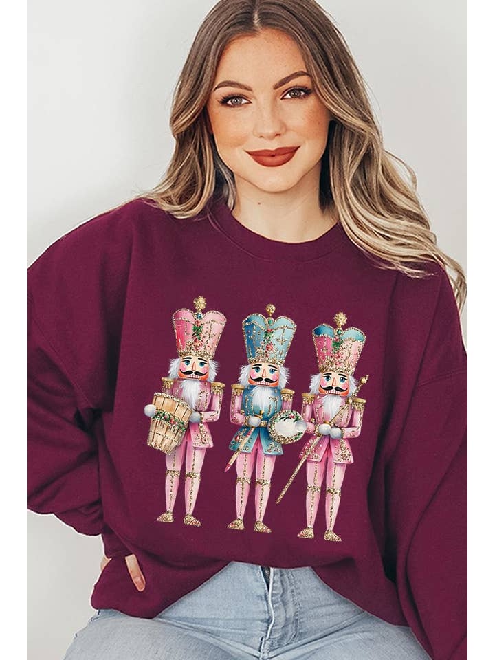 COLORBEAR - Venta al por mayor Camiseta estampada - Mujer - Sudadera gráfica rosa de Cascanueces de Navidad3