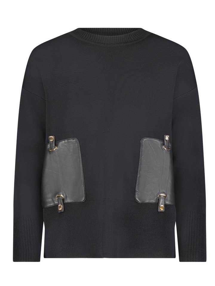 Aurora Satin Pocket Sweater for wholesale by Aleeza Paris