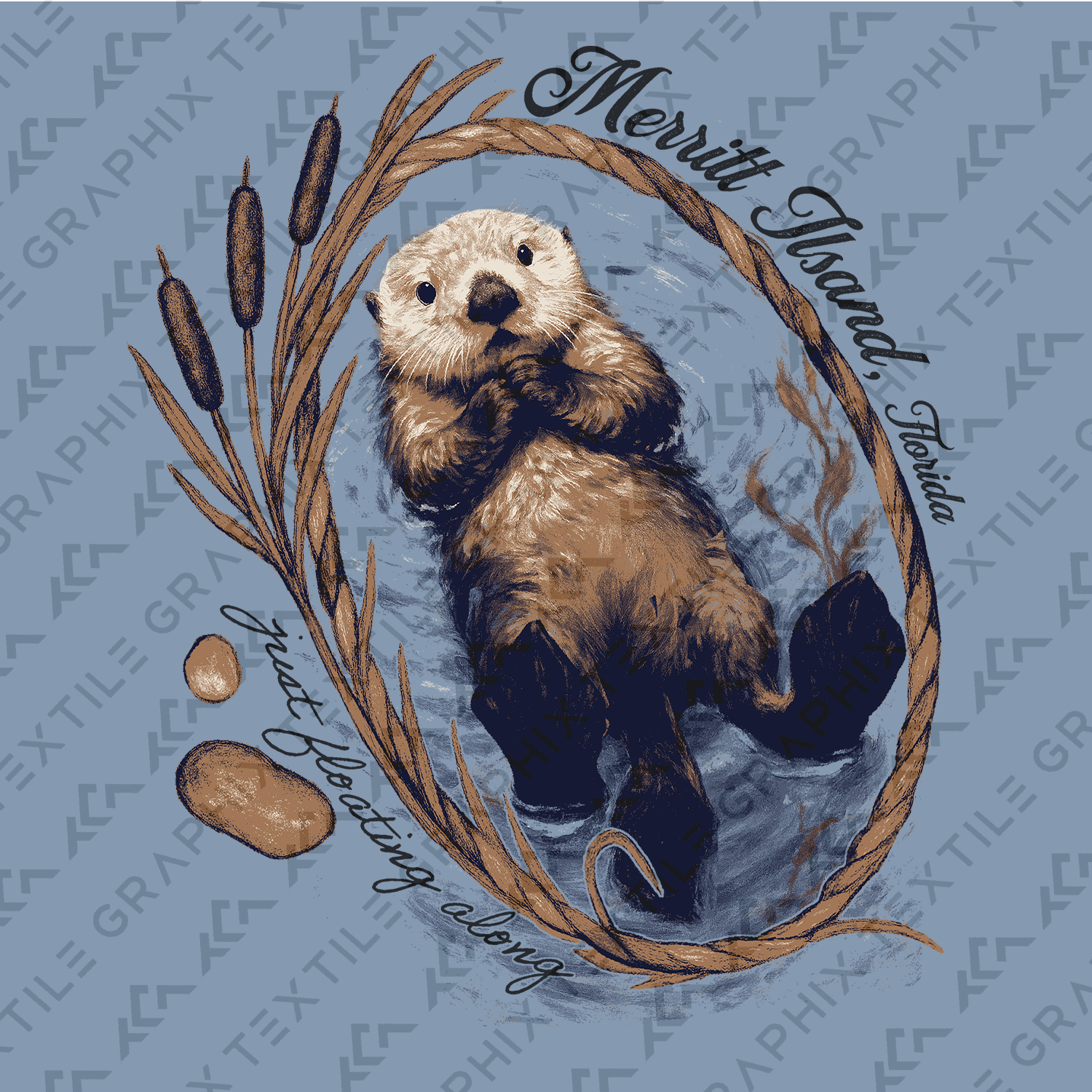 Textile Graphix - Wholesale Screen Printed T-Shirt - Women's - Floating Otter Tee – Customizable Wildlife Wreath Shirt8