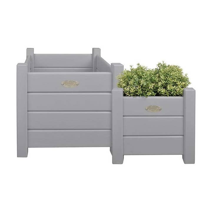 Square Planters Set of 2 Grey S/L for wholesale by NACH