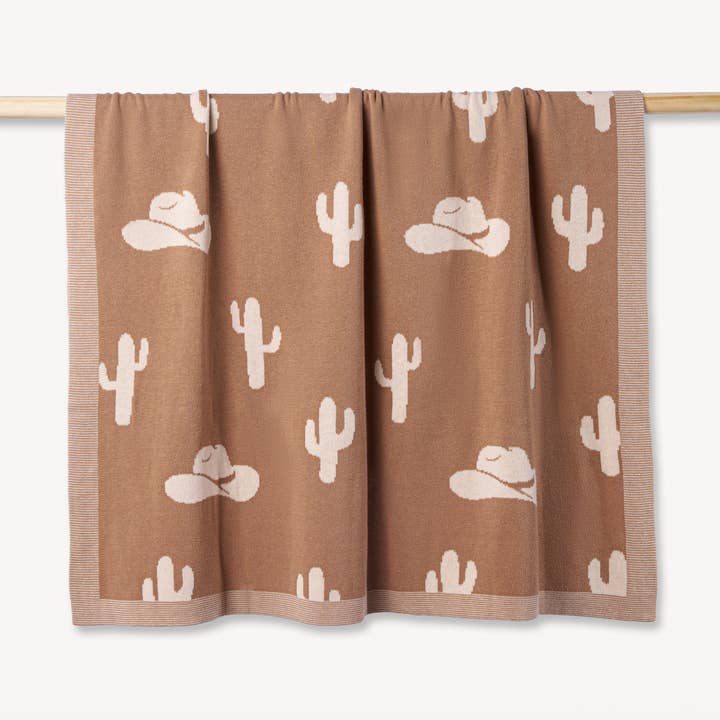 SwaddleAn - Wholesale Bedding Blanket - Kids & Baby - 100% Cotton Western Baby Blanket, Knitwear 2 Sides Cactus0