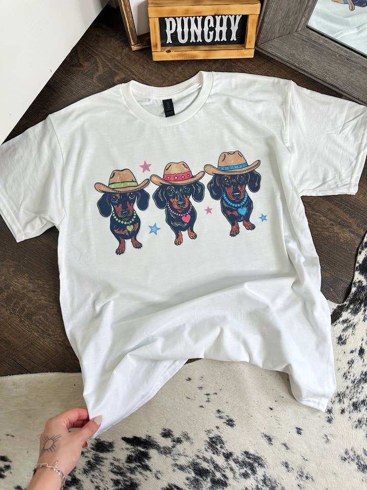 Gunpowder and Glam Boutique - Wholesale Graphic Sweatshirt - Women's - Western Weenie Dogs Tee or Crewneck