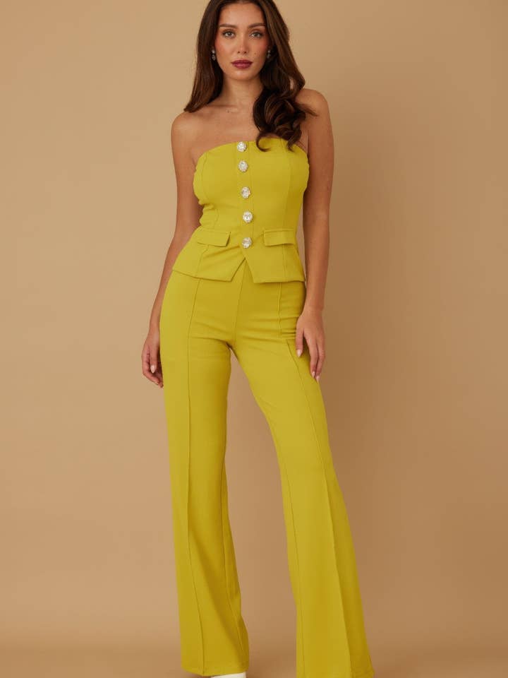 Classy Two Piece Sets With Oval Crystal Stone for wholesale by Blak Wardrob