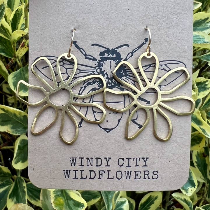 Wire Flower Earrings Statement Earrings Daisy Earrings for wholesale by Windy City Wildflowers