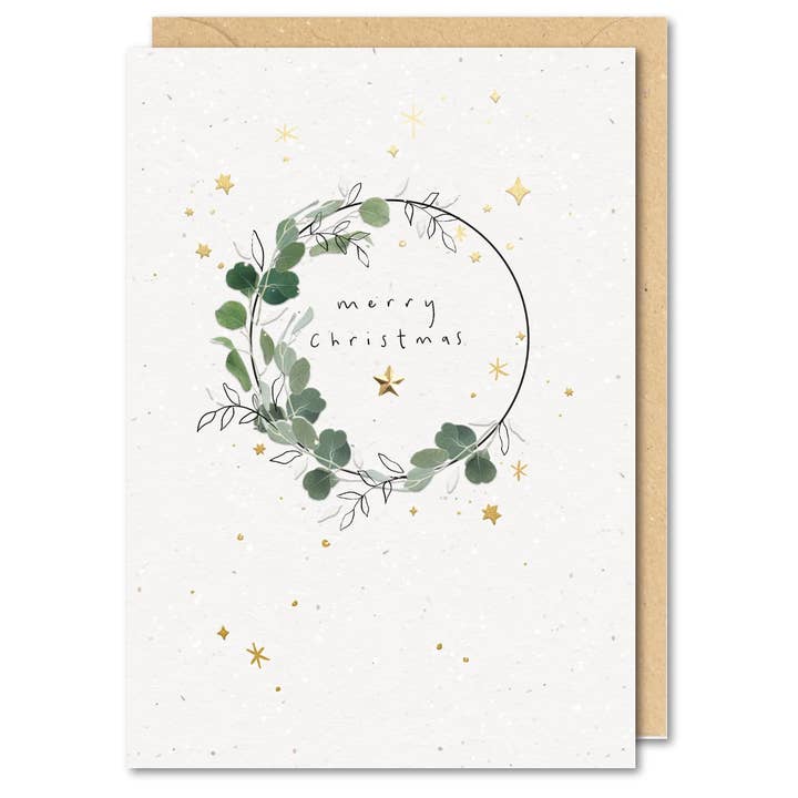 Wreath Christmas Card for wholesale by Meraki Greeting Cards