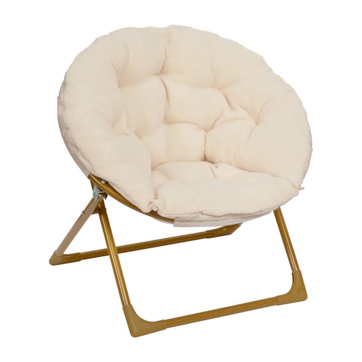 Kids Ivory/Soft Gold Faux Fur Saucer Chair for wholesale on Faire