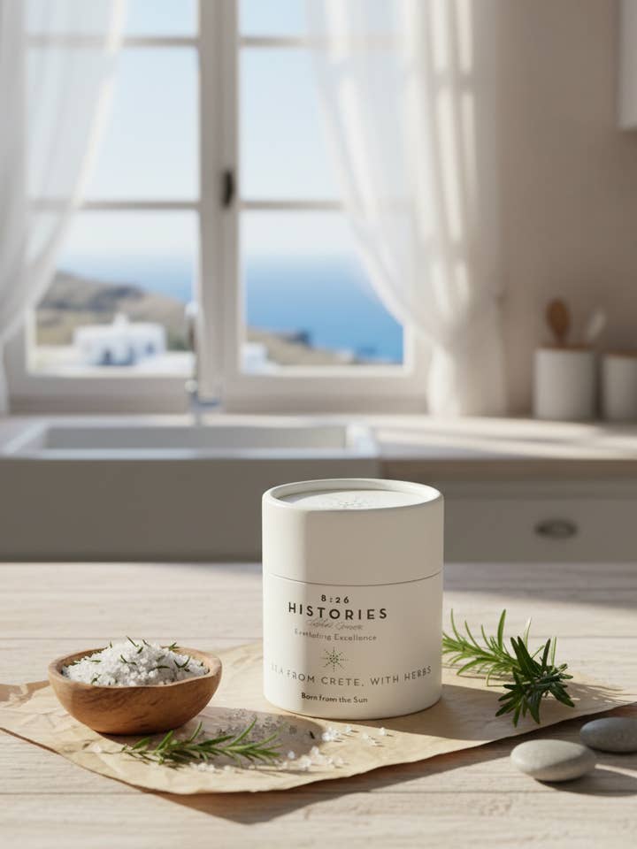 8:26 Historias Sal Marina de Creta con Hierbas para venta al por mayor de Charilaos Gounaras 8:26 Histories