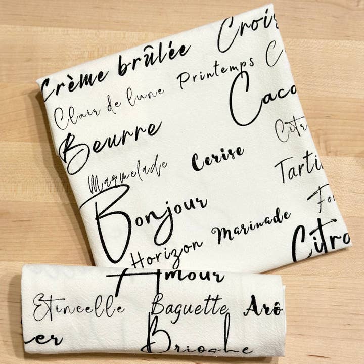 Tea Towel - Flour Sack | French - Black for wholesale by FAVORSTREET