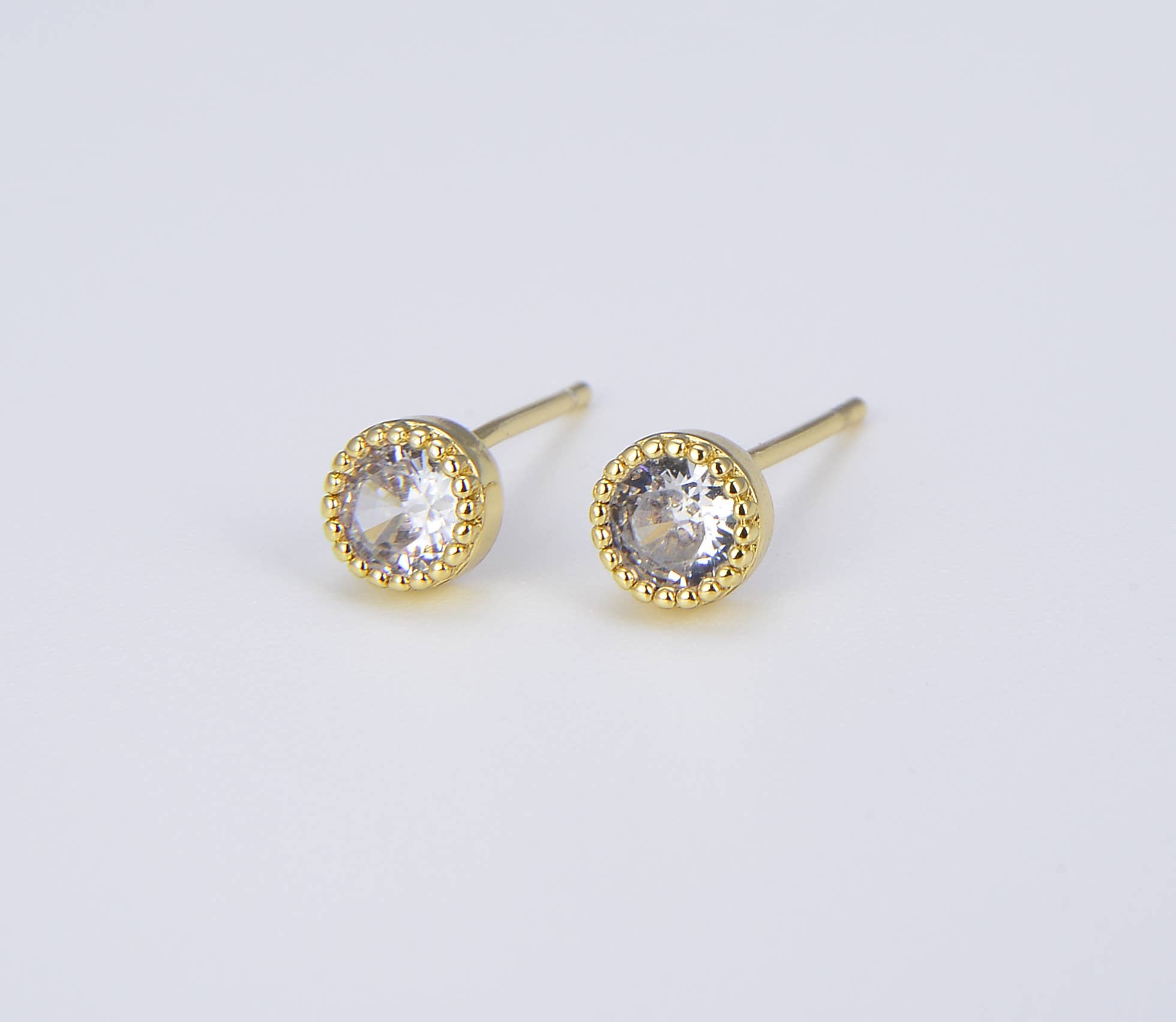 Beads Creation - Wholesale Stud/Post Earrings - Dainty Micro Pave CZ Stud Earrings in Gold Filled, ER181