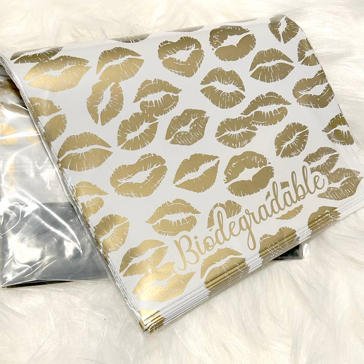 SomeFinn - Wholesale Envelopes - Golden Kisses: 6x9 Mailers with Shiny Gold Kisses 250 ct