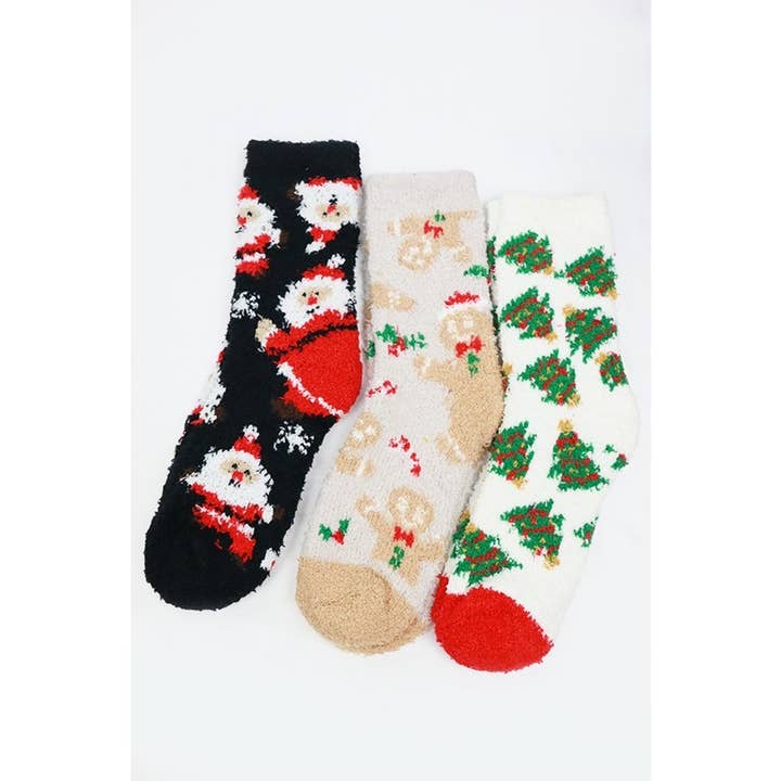 MIX COLOR Plush Cozy Christmas Theme Socks for wholesale on Faire