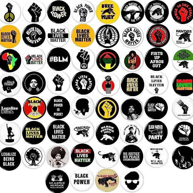 BLACK POWER x 60 1" Inch (25mm) pins african american MLK for wholesale by Pinbax Express