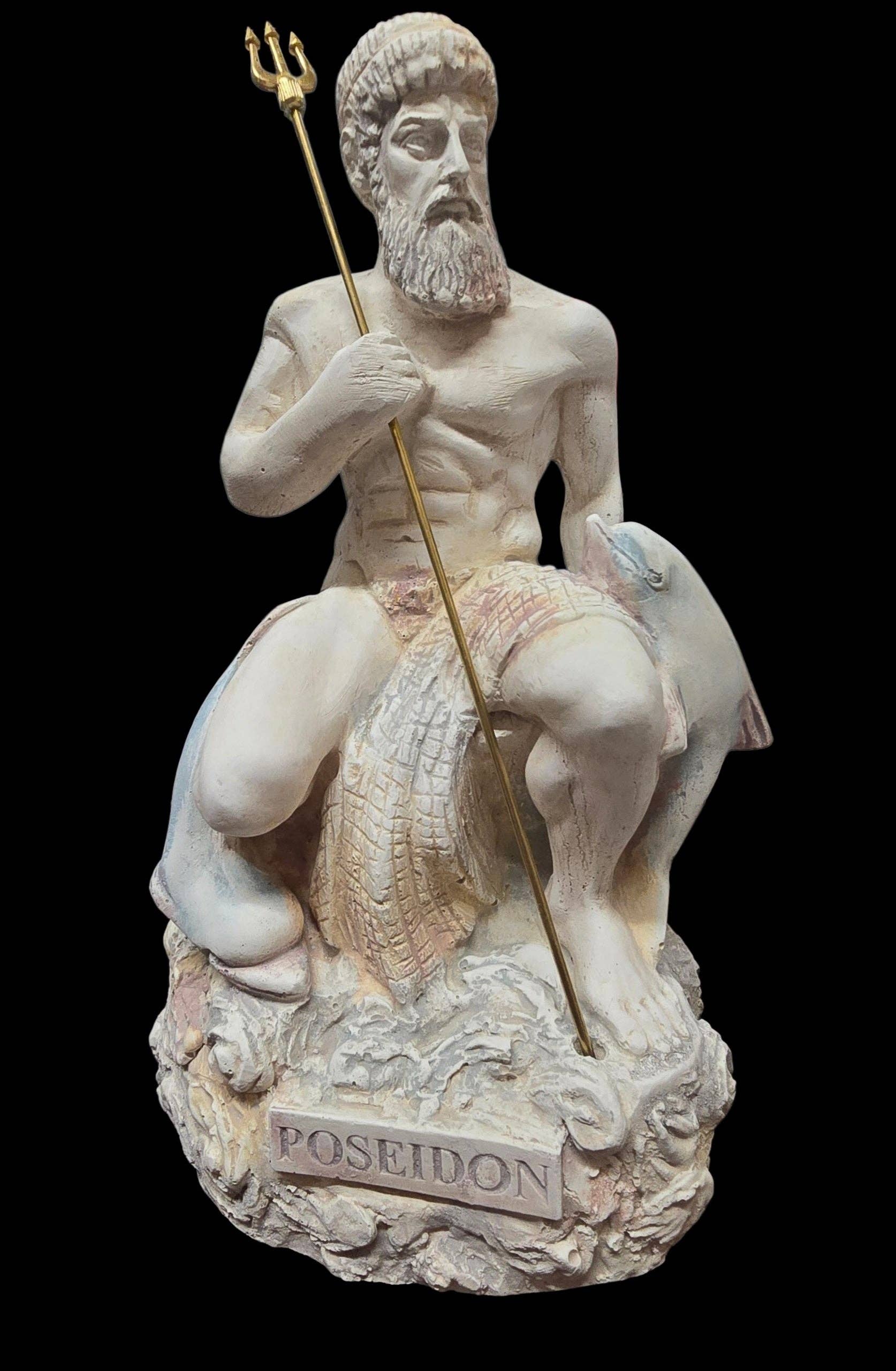 2 Greeks Inc – Escultura por atacado – Estátua de Alabastro de Poseidon – Deus do Mar0