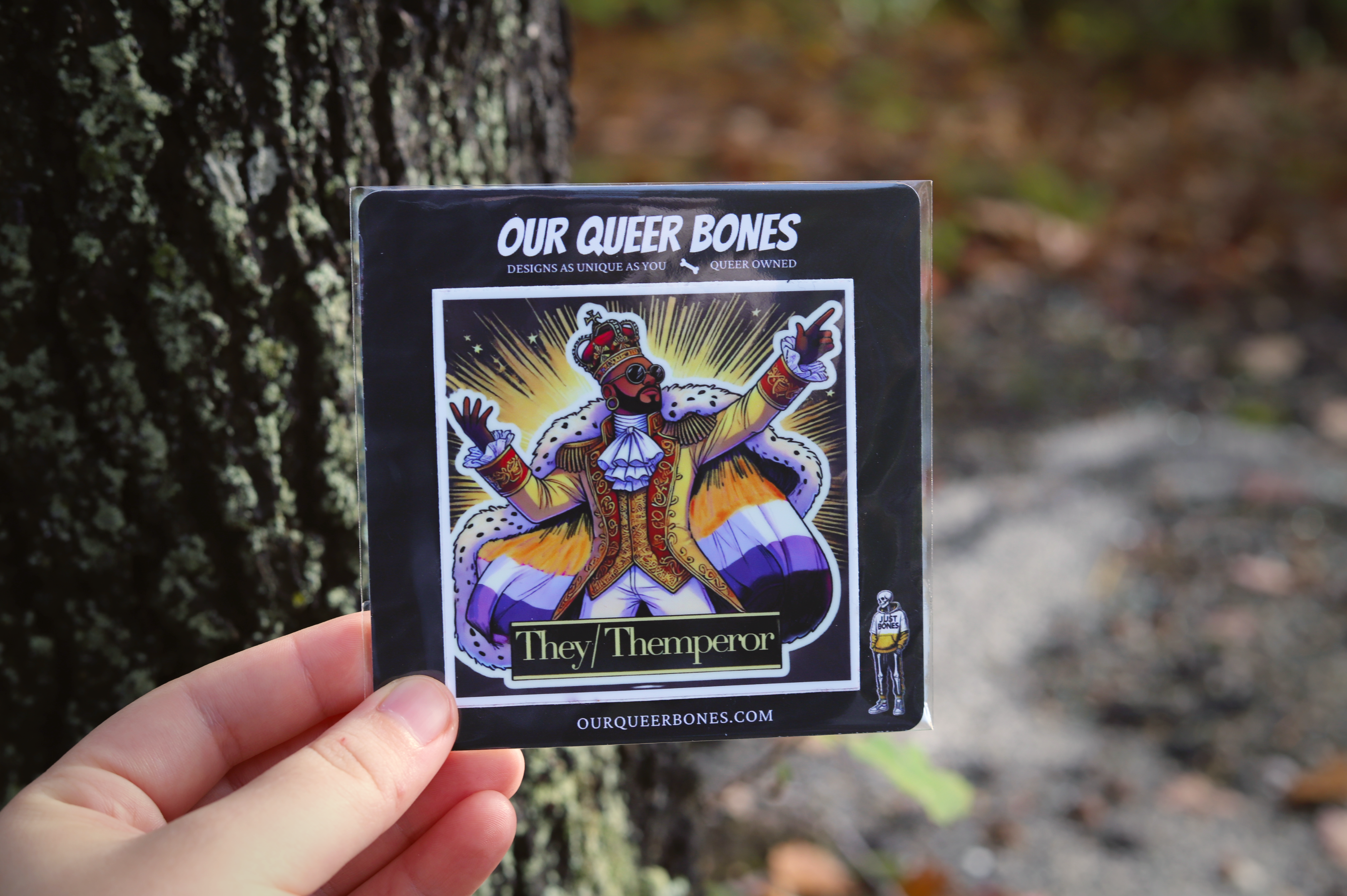 Our Queer Bones - Wholesale Sticker - They/Themperor Humorous Non-Binary Sticker - LGBTQ+2