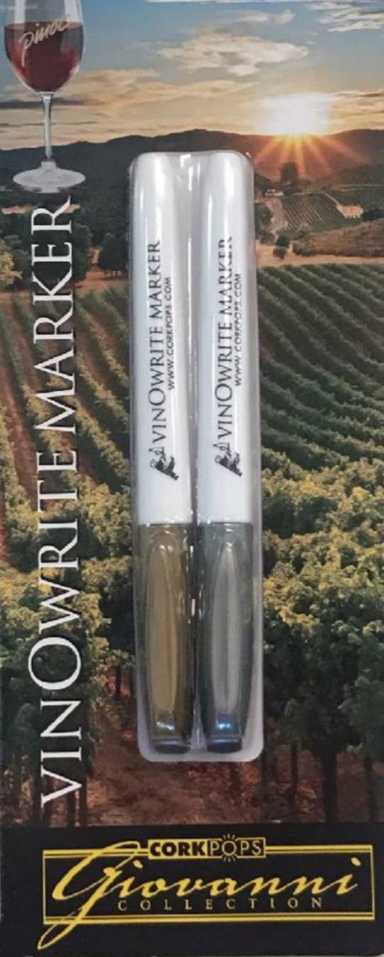 Cork Pops Inc - Vente Marqueurs - VinoWriter, identificateur de verre à vin, or et argent6