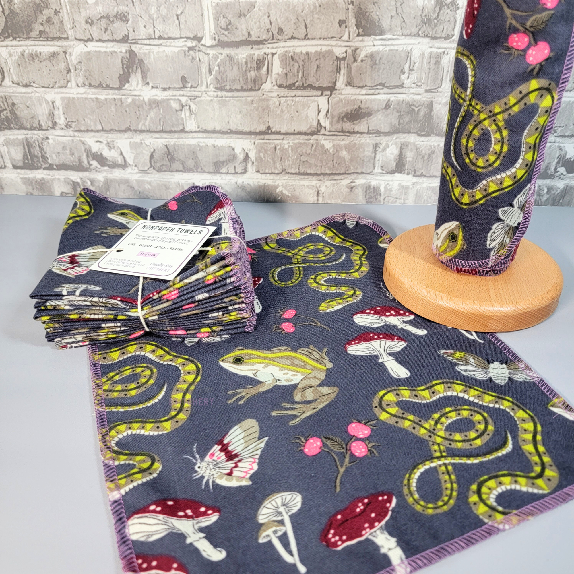 Cruelty-Free Stitchery – Engroshandel Rengøringsklud – Ikke-papirhåndklæder - Slanger og frøer1